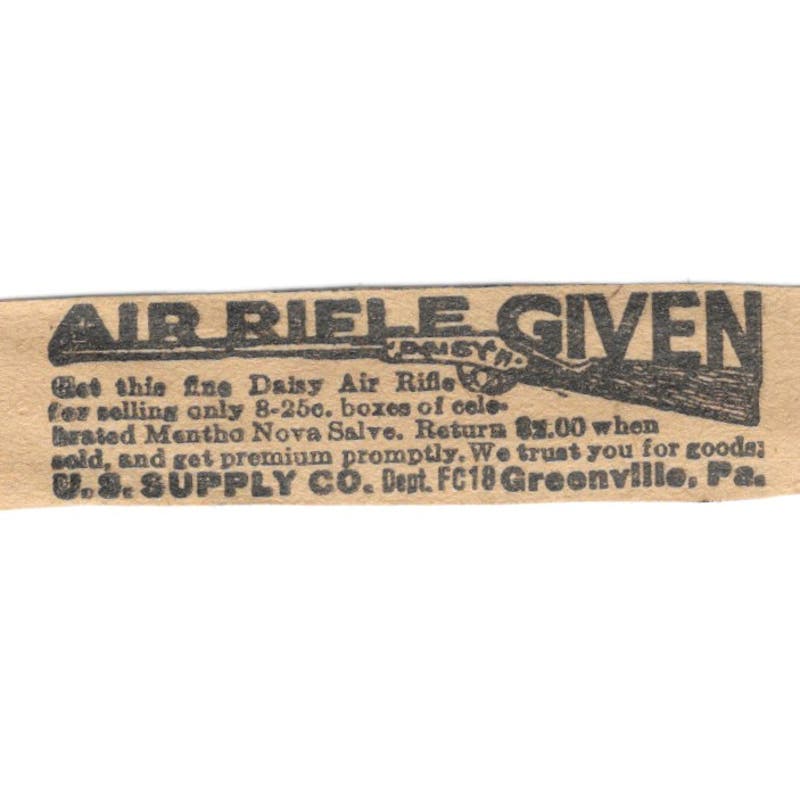 US Supply Co Greenville PA Free Daisy Air Rifle Offer 1923 Magazine Ad AE1-6