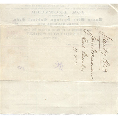 Jos. Aronauer Woven Wire Springs 1913 Original Billhead Letterhead Receipt D8-LL