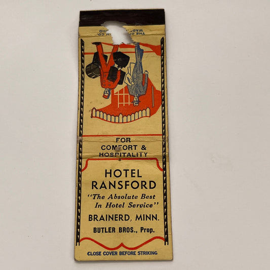 Hotel Ransford Brainerd MN Butler Bros Vintage Matchbook MB60-1