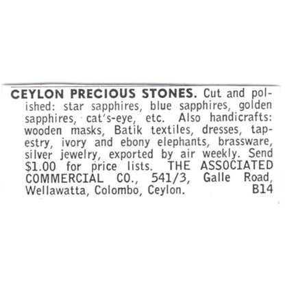 The Associated Commercial Co Ceylon Stones Colombo Ceylon 1972 Ad AF8-S11