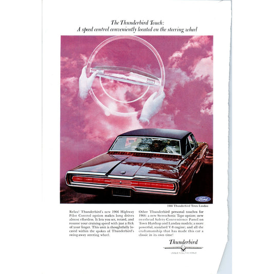 1966 Ford Thunderbird Pilot Control Automobile Car - Vintage Magazine Ad D20