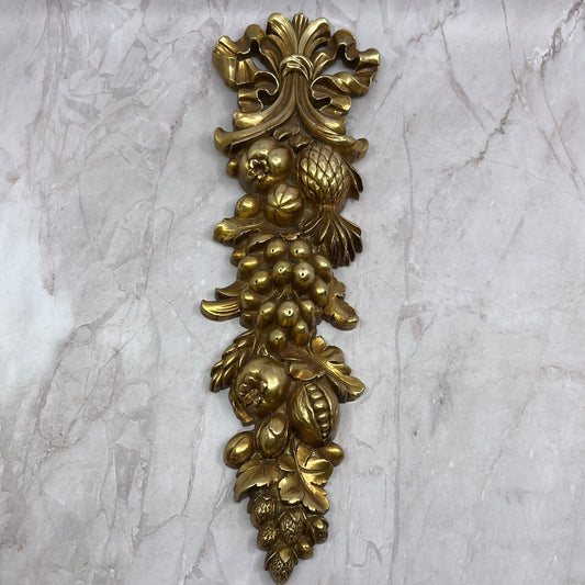 1966 Homco Syroco Vintage Fruit Wall Plaque Brass Tone TF4