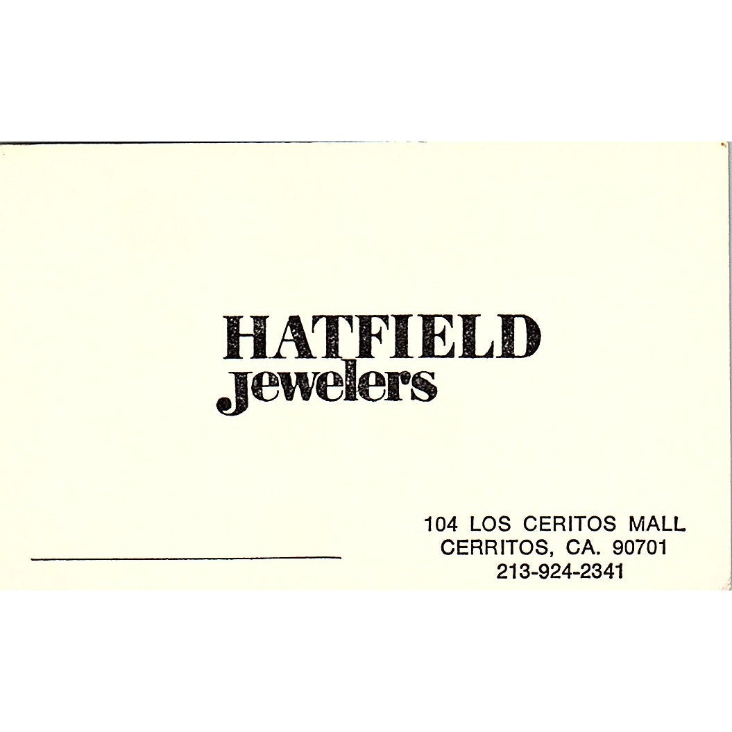 Hatfield Jewelers Cerritos CA Vintage Business Card SB4-B1