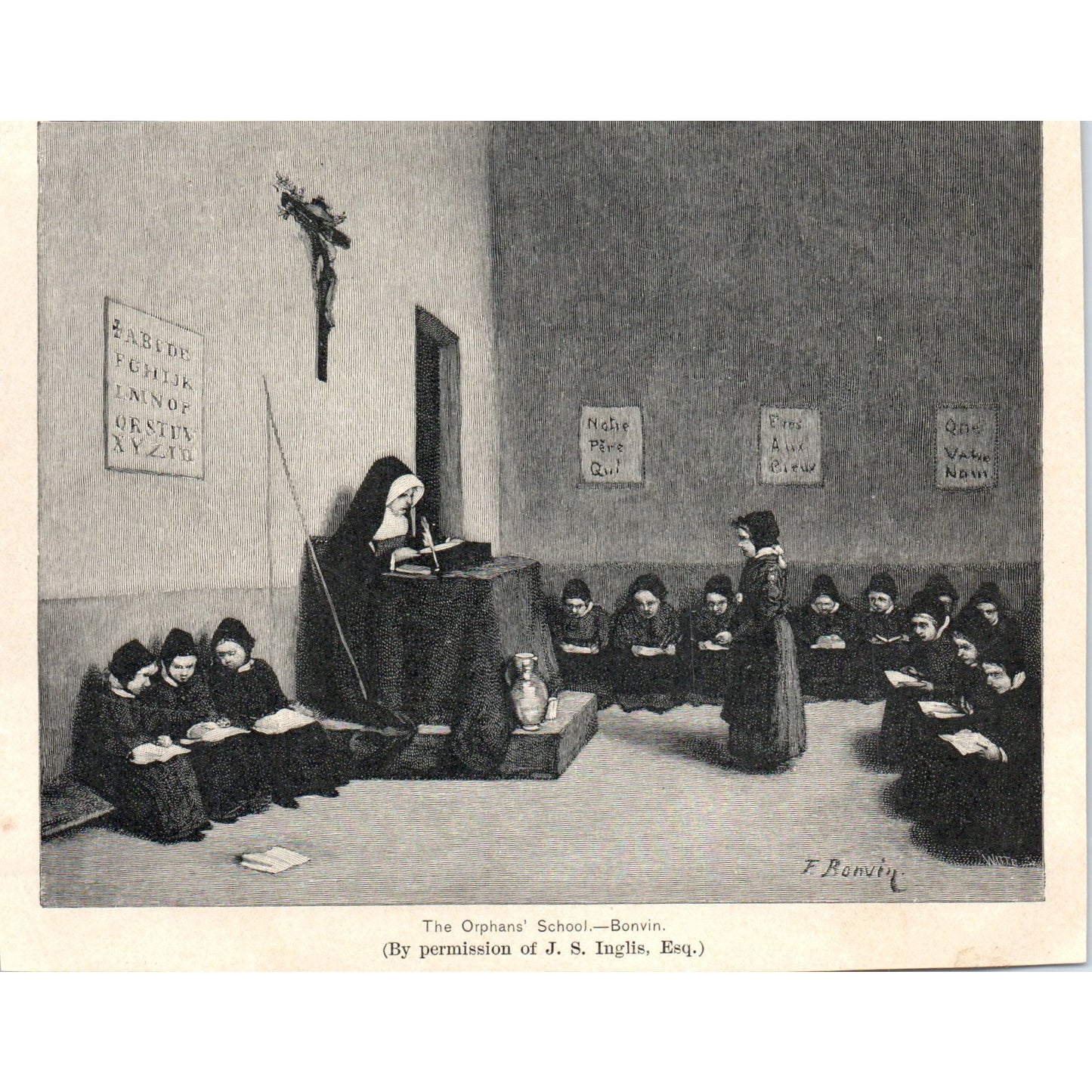 The Orphans' School Bonvin Engraving 1892 Magazine Print AB6-SM2