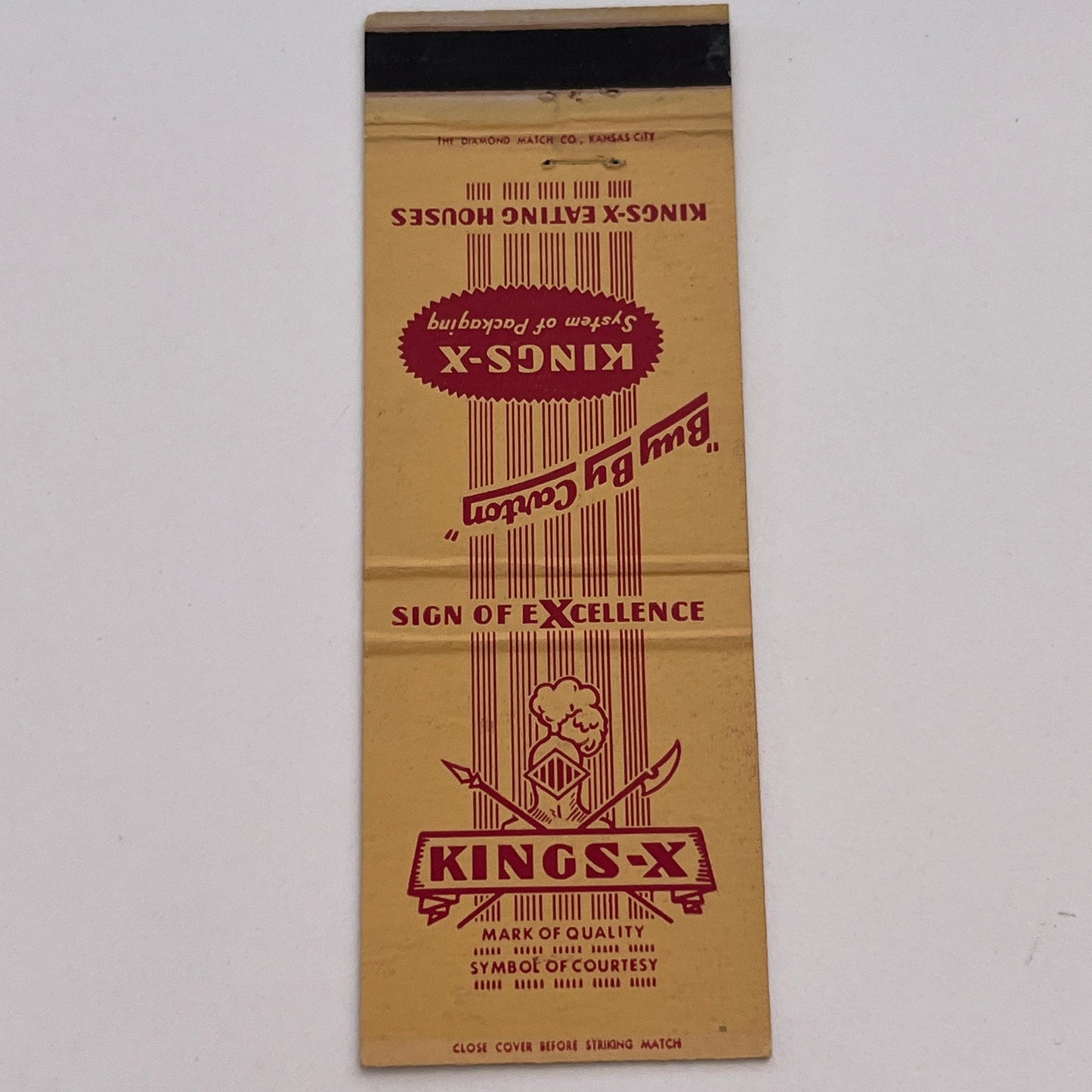 Kings-X Eating Houses System of Packaging Vintage Matchbook Cover TB6-MB2-3