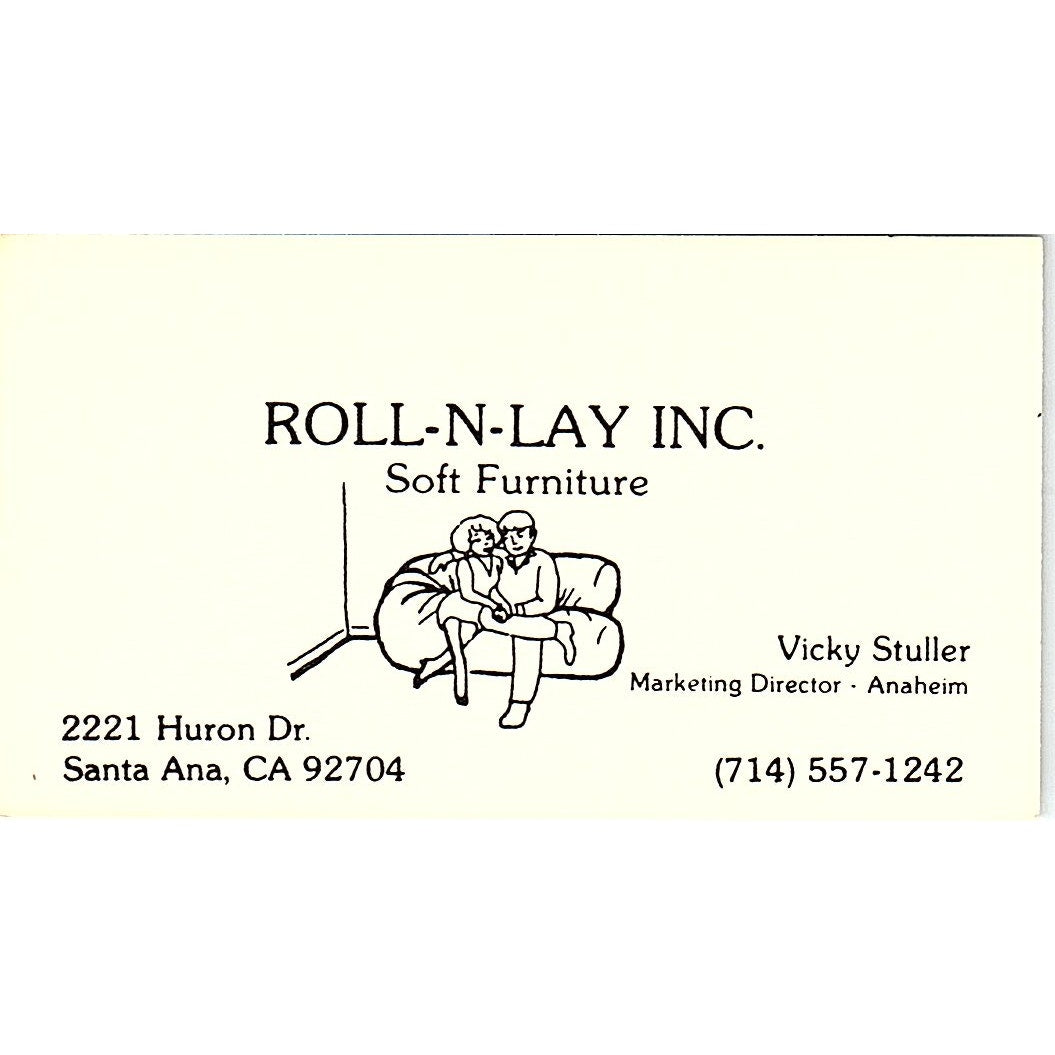 Roll-N-Lay Inc. Soft Furniture Vicky Stuller Santa Ana CA Business Card SF3-B2