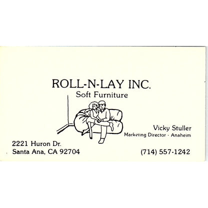 Roll-N-Lay Inc. Soft Furniture Vicky Stuller Santa Ana CA Business Card SF3-B2