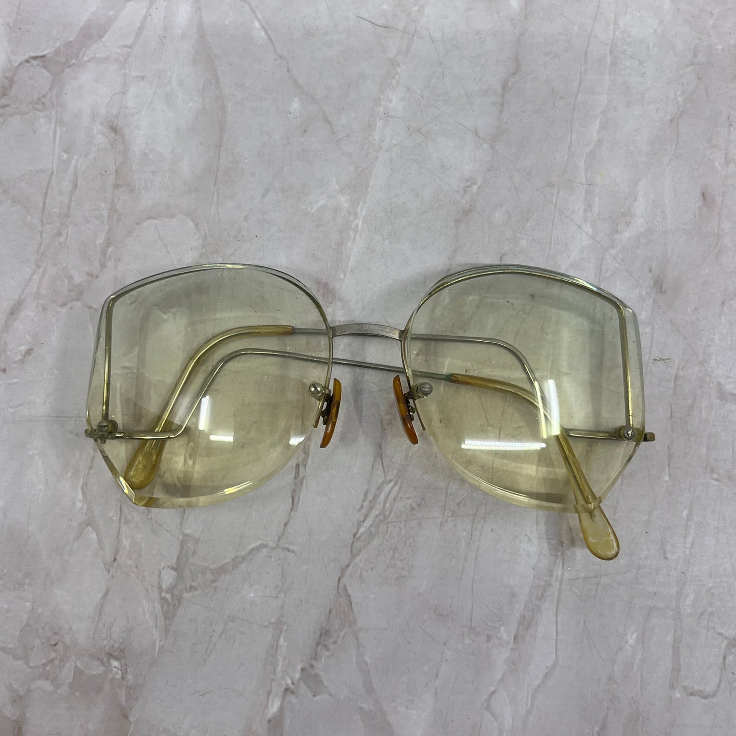 Vintage Oversized Rimless Drop Arm Butterfly Lens Eyeglasses Frames TH9-G2-3