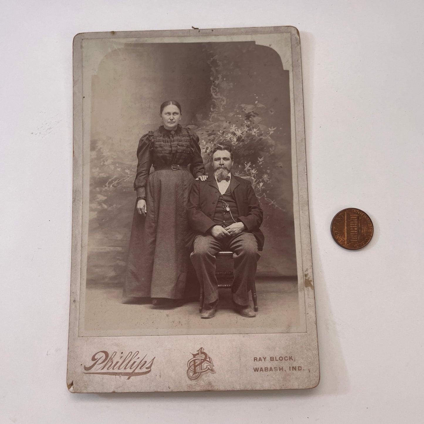 Husband & Wife Ray Block Wabash IN Antique Victorian CDV Card H4-2
