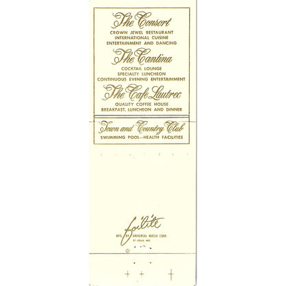 The Continental Plaza Chicago Western International Vintage Matchbook TB6-MB2-8