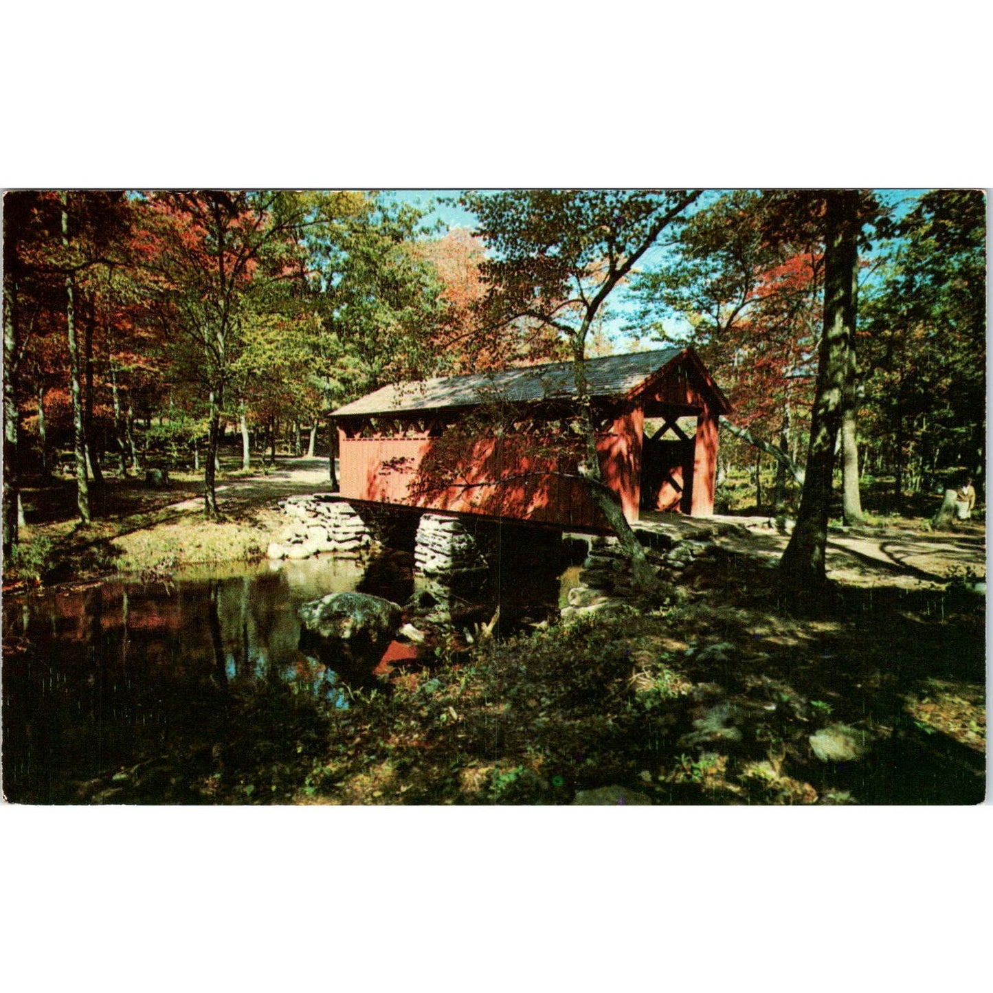 Devils Hopyard Park East Haddam CT Vintage Covered Bridge Postcard PC12