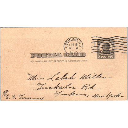 1910 Postal Mailing Carr Lelah J. Miller Yonkers NY PD1