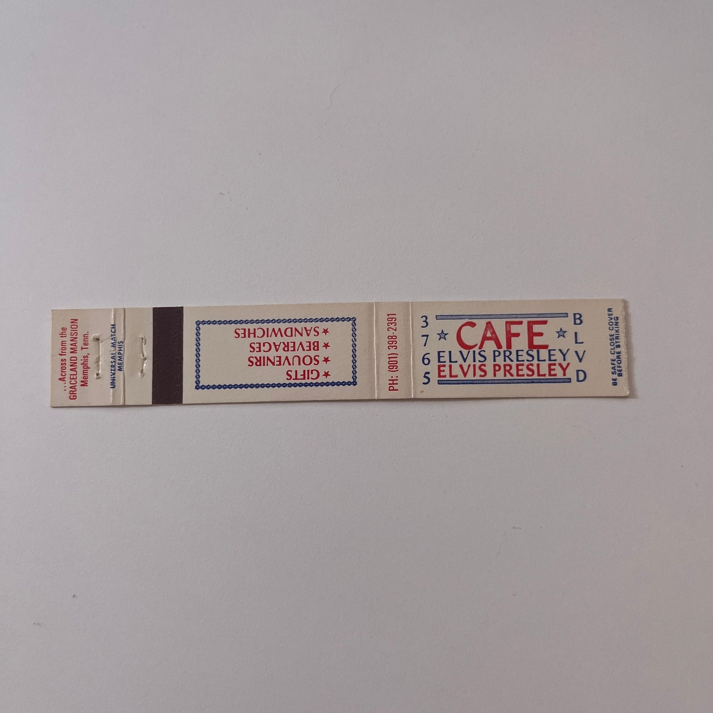 Cafe Elvis Presley Graceland Memphis TN Slim Vintage Matchbook TB6-MB2-9