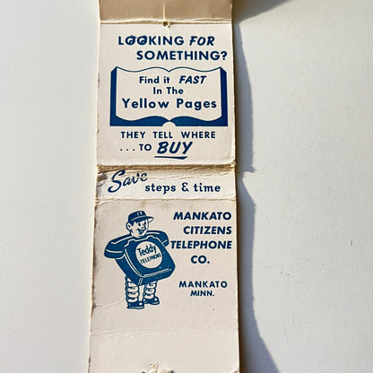 Teddy Telephone Citizens Telephone Mankato MN Fold Out Matchbook Cover MB111-6