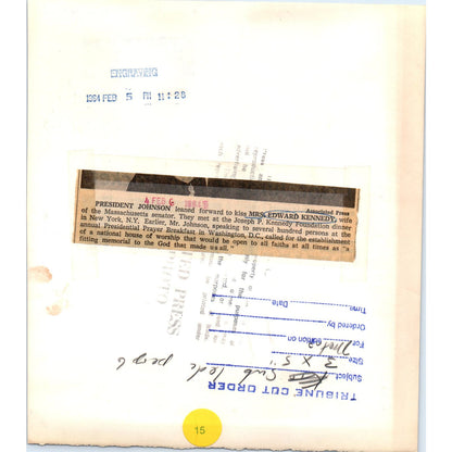 President Johnson Kissing Mrs. Edward Kennedy 1964 7x9 Original Press Photo D1-P