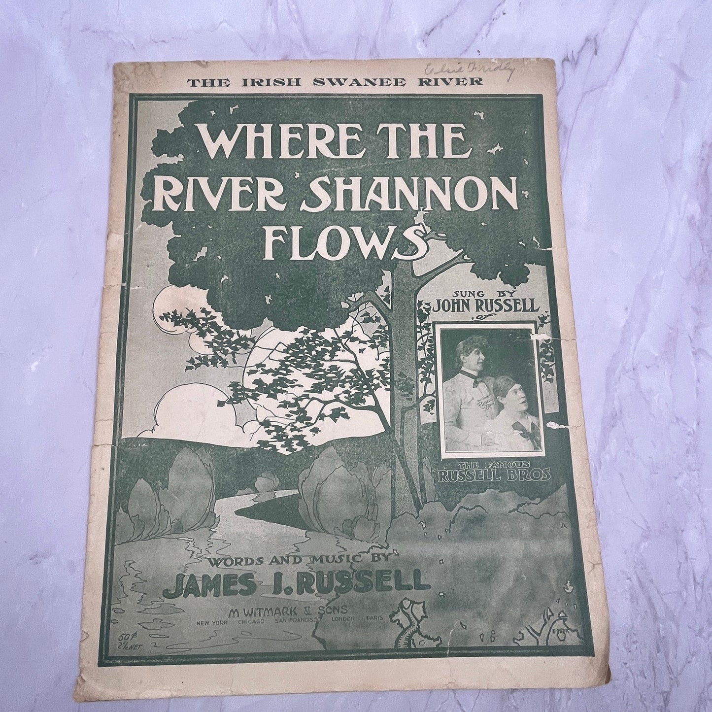 Where River Shannon Flows Irish Swanee River Russell Bros 1905 Sheet Music V15