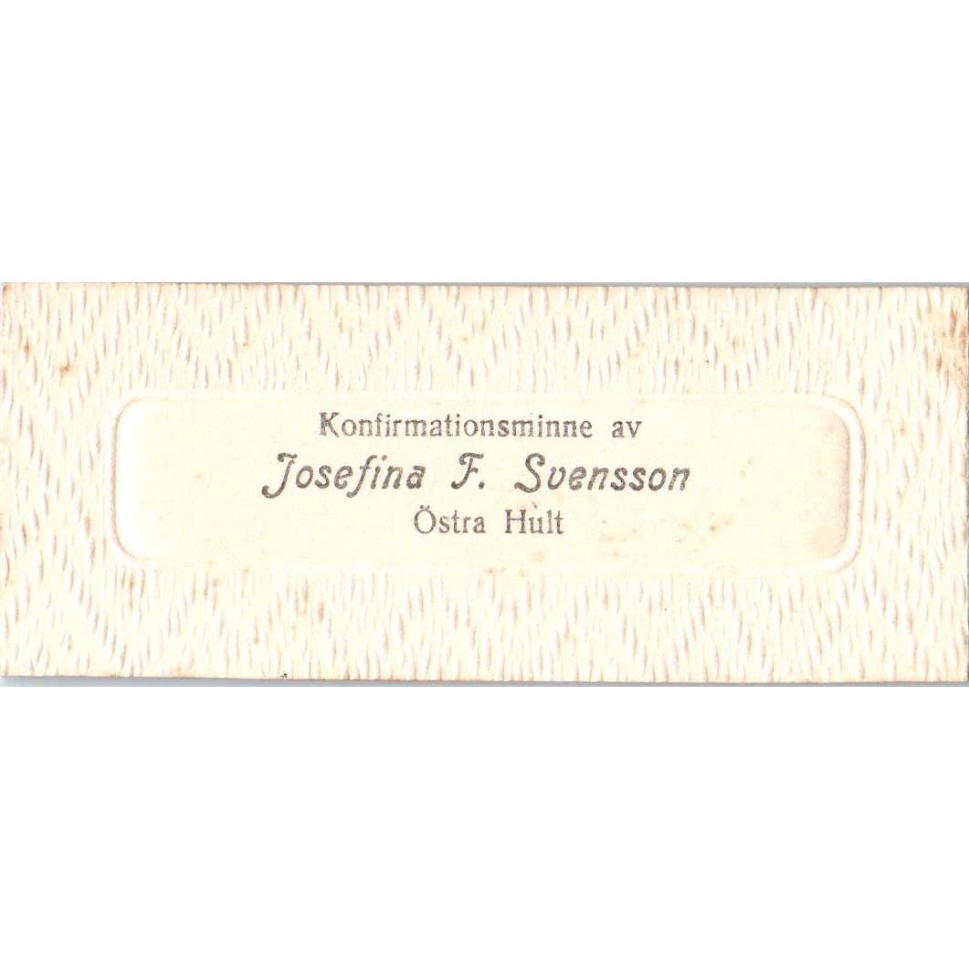 Vtg Josefina F. Svensson Konfirmations Minne Embossed Swedish Calling Card AE2