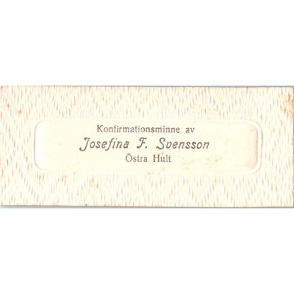 Vtg Josefina F. Svensson Konfirmations Minne Embossed Swedish Calling Card AE2