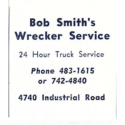 Bob Smith's Wrecker Service 4740 Industrial Road Fort Wayne IN 1964 Ad AG1-S11