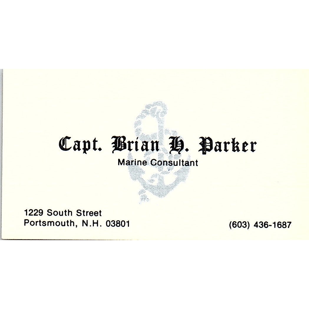 Capt Brian H Parker Portsmouth NH Vintage Business Card SC9-B5