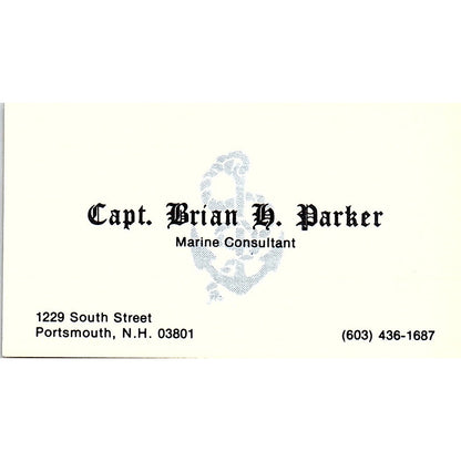Capt Brian H Parker Portsmouth NH Vintage Business Card SC9-B5