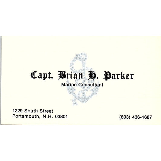 Capt Brian H Parker Portsmouth NH Vintage Business Card SC9-B5
