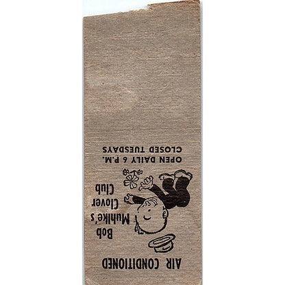 Bob Mulkhe's Clover Club Evanston IL Vintage Matchbook Cover SF3-Y2