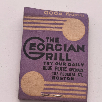 The Georgian Restaurant Grill 153 Federal St Boston Matchbook Cover TB8-MB2-9