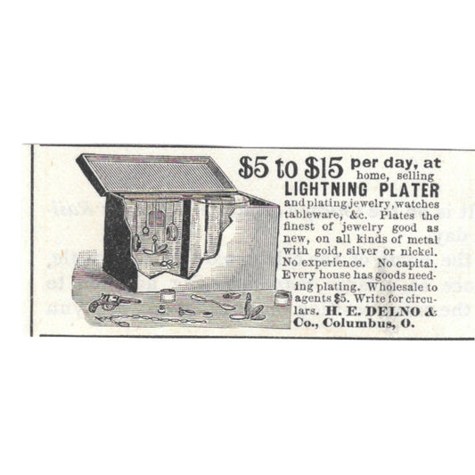 H.E. Delno & Co Lighting Plater Columbus Ohio 1892 Ad AG2-S21