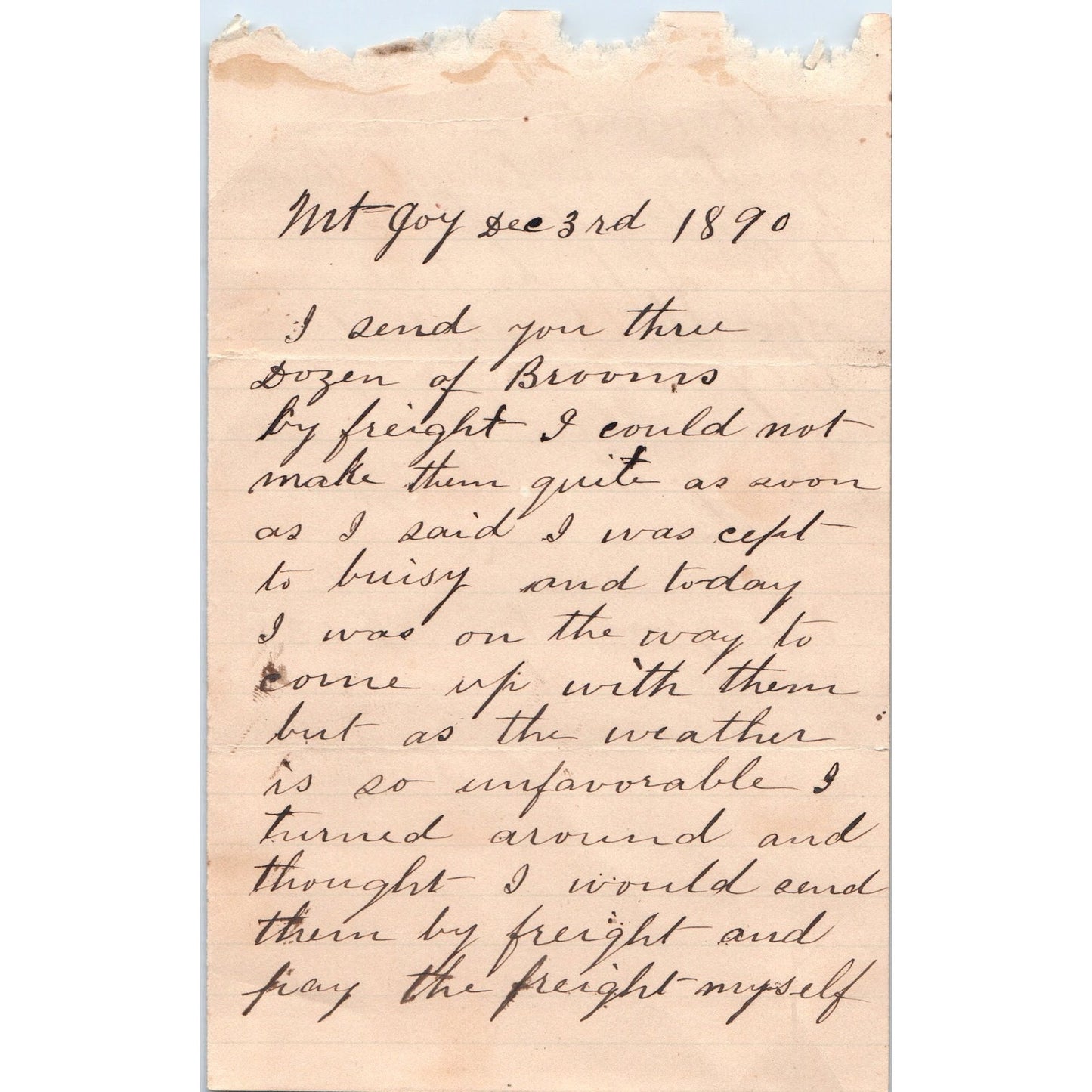 1890 Original Handwritten Letter Mt. Joy PA Henry E. Longenecker D18