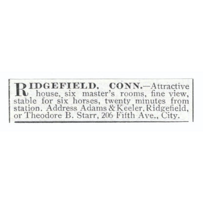 Ridgefield CT House Theodore B. Starr 1903 Magazine Ad AF7-SS1