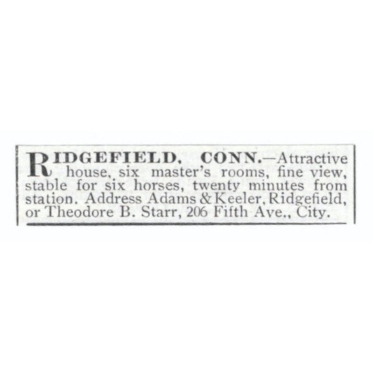 Ridgefield CT House Theodore B. Starr 1903 Magazine Ad AF7-SS1