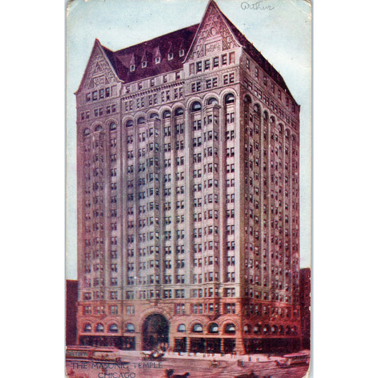 c1906 Masonic Temple Chicago IL Antique Postcard PE1