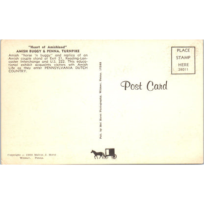 Amish Buggy and PA Turnpike Lancaster Pennsylvania Dutch Country Postcard PD8