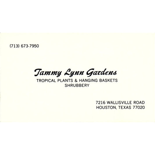 Tropical Plants & Hanging Basket, Tammy Lynn, Houston, TX, Business Card SF3-B8