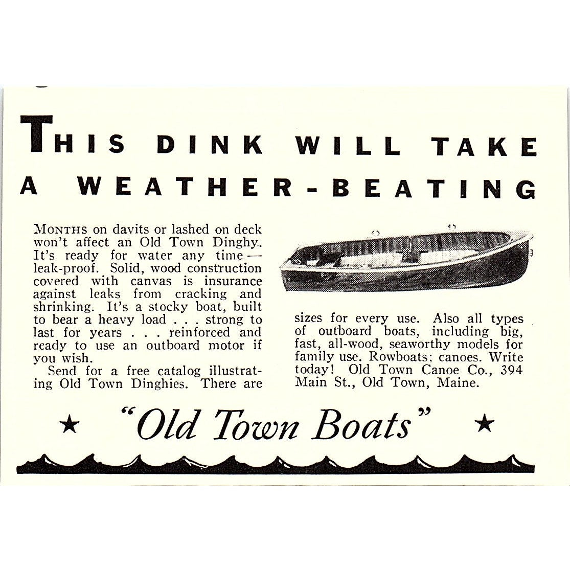 Old Town Canoe Co ME, Bill Swan Pete Chamberlain Yacht Brokers 1932 Ad AG2-M19