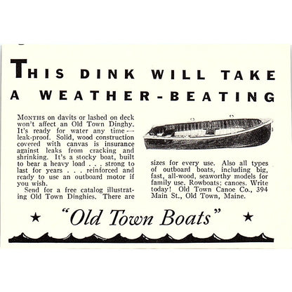 Old Town Canoe Co ME, Bill Swan Pete Chamberlain Yacht Brokers 1932 Ad AG2-M19