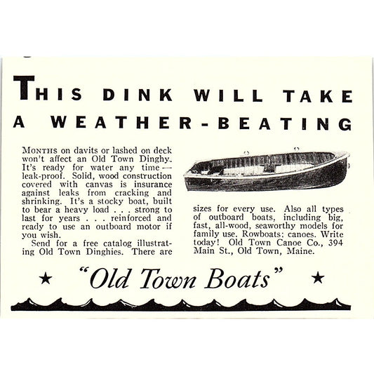 Old Town Canoe Co ME, Bill Swan Pete Chamberlain Yacht Brokers 1932 Ad AG2-M19