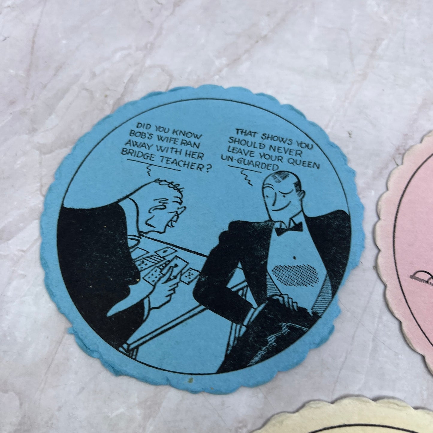 Vintage Bridge Coaster Illustrated Humor Cartoon Set of 3 TH9-BC-5