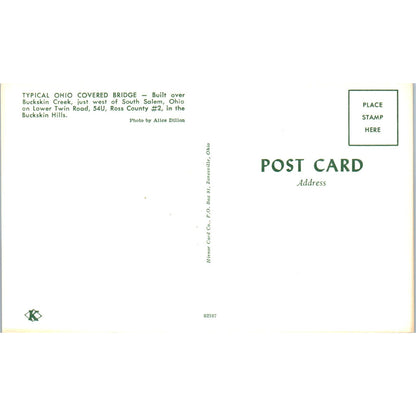 Ross County 2 Buckskin Creek South Salem OH Vintage Covered Bridge Postcard PC11