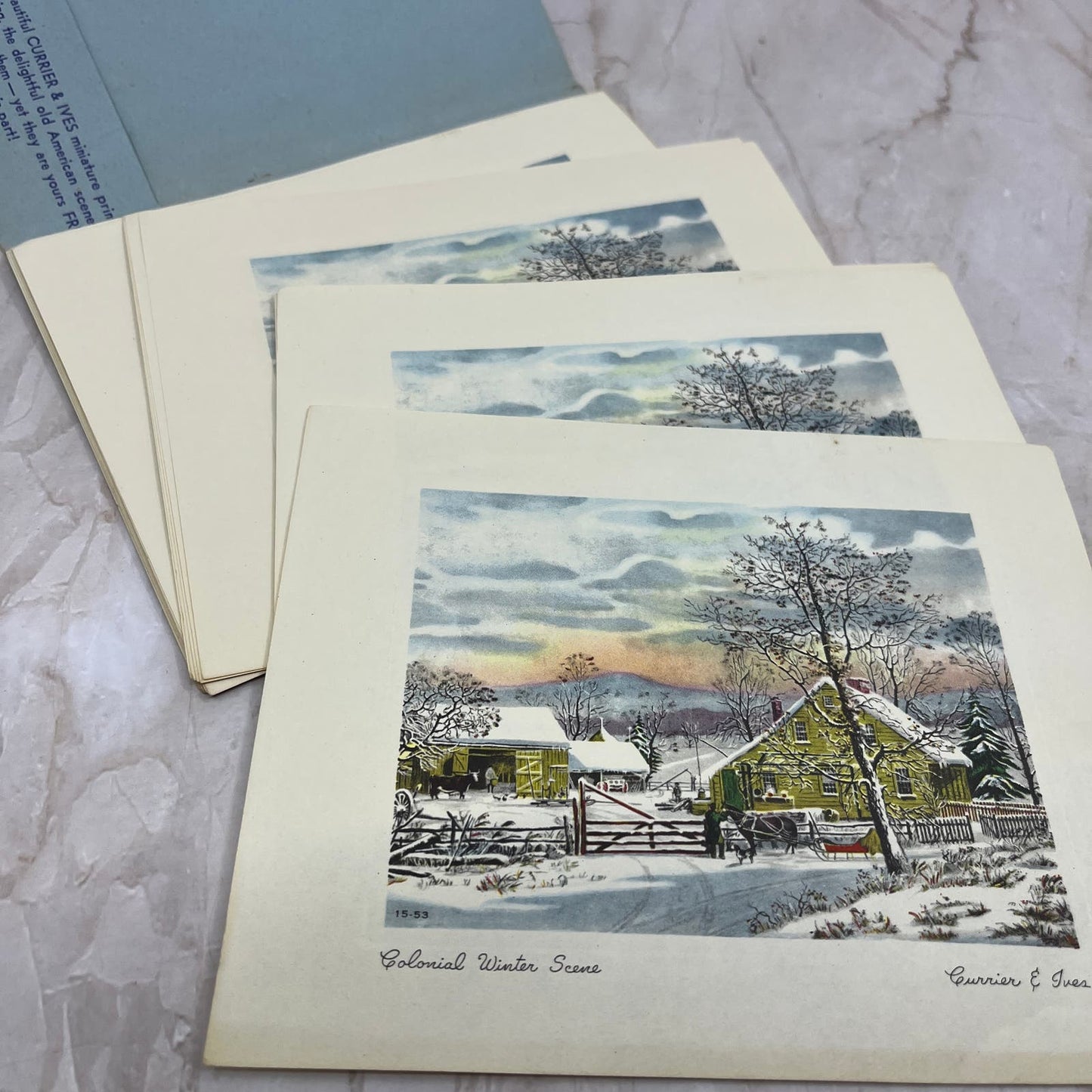 1953 Chilton Greeting Company Promo Currier & Ives Gift Card Set TF5-L1