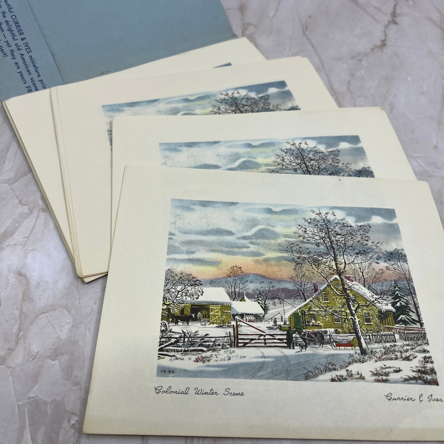 1953 Chilton Greeting Company Promo Currier & Ives Gift Card Set H4-6