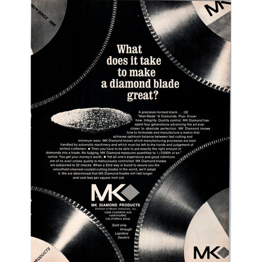 MK Diamond Products Hawthorne California 1971 Magazine Ad D23