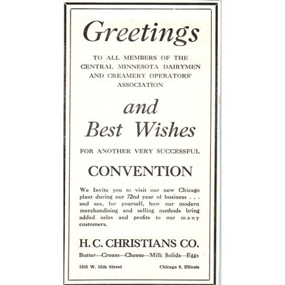H.C. Christians Co Chicago, The Dairy Supply Co Minneapolis 1953 Ad AE9-DC1