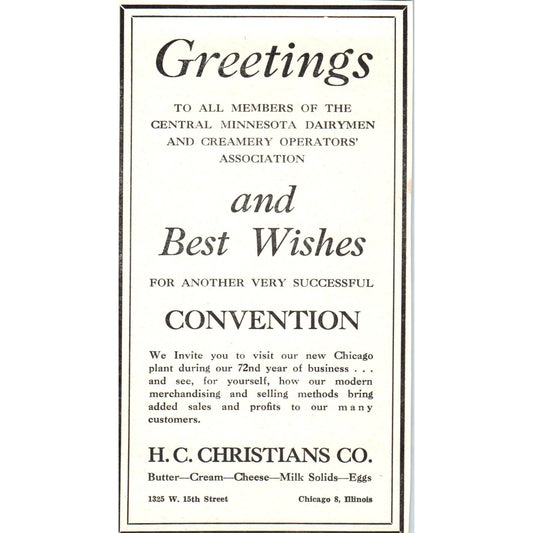 H.C. Christians Co Chicago, The Dairy Supply Co Minneapolis 1953 Ad AE9-DC1