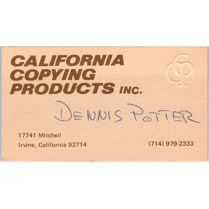 Dennis Potter California Copying Products Irvine CA Vintage Business Card SE3-B4