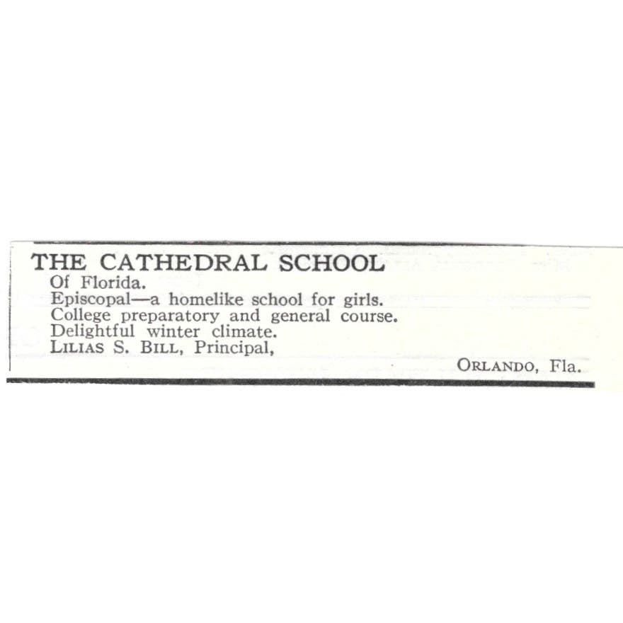 Cathedral School Orlando FL Lilias S. Bill c1918 Original Advertisement AE5-SV4
