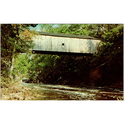Bull's Bridge Housatonic River Connecticut Covered Bridge Postcard PB1
