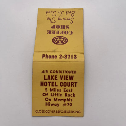 Lake View Motel Court Little Rock AR Vintage Matchbook Cover TB8-MB-3