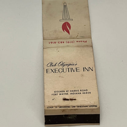 Club Olympia's Executive Inn Fort Wayne IN Vintage Matchbook TB6-MB2-14